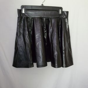 Black PU Leather Flare Skirt Size L
